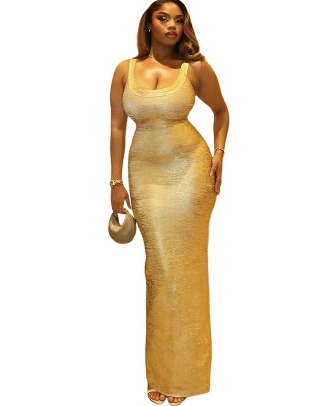 The Amandine Sleeveless Bodycon Maxi Dress Detail – La Rose Couture Dresses & Gowns