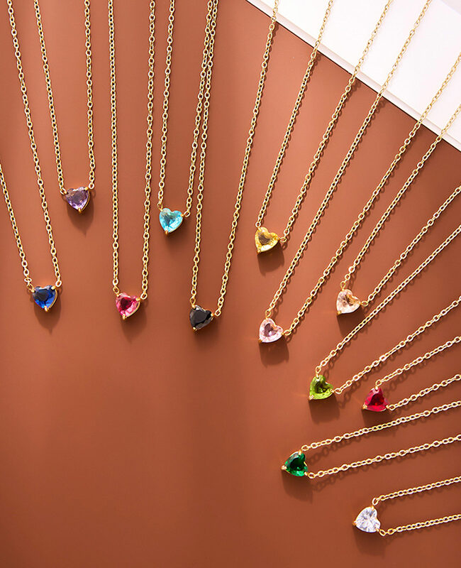 The Delphine Heart Birthstone Crystal Necklace Jewelry – La Rose Couture Jewellery & Accessories