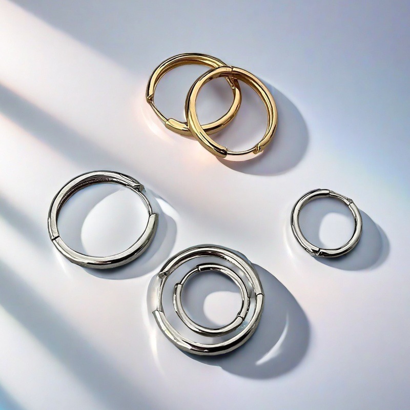Round Plain Hoop Earrings Classic Minimalist Jewelry - Image 2