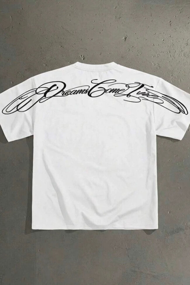The Odette Vintage Letter Print Round Neck T Shirt Detail – La Rose Couture Tops & Blouses