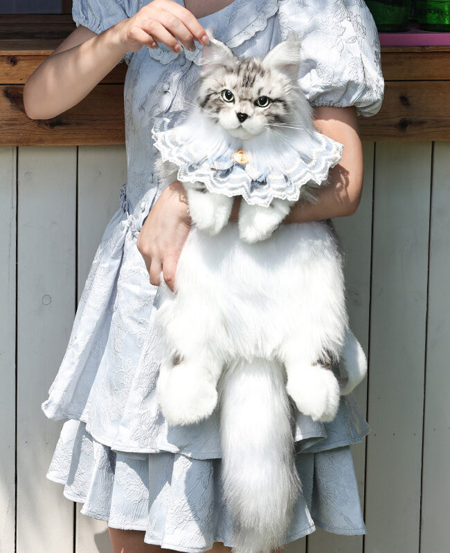 The Gaia Maine Gray Cat Backpack Simulation Bag Detail – La Rose Couture Handbags & Clutches