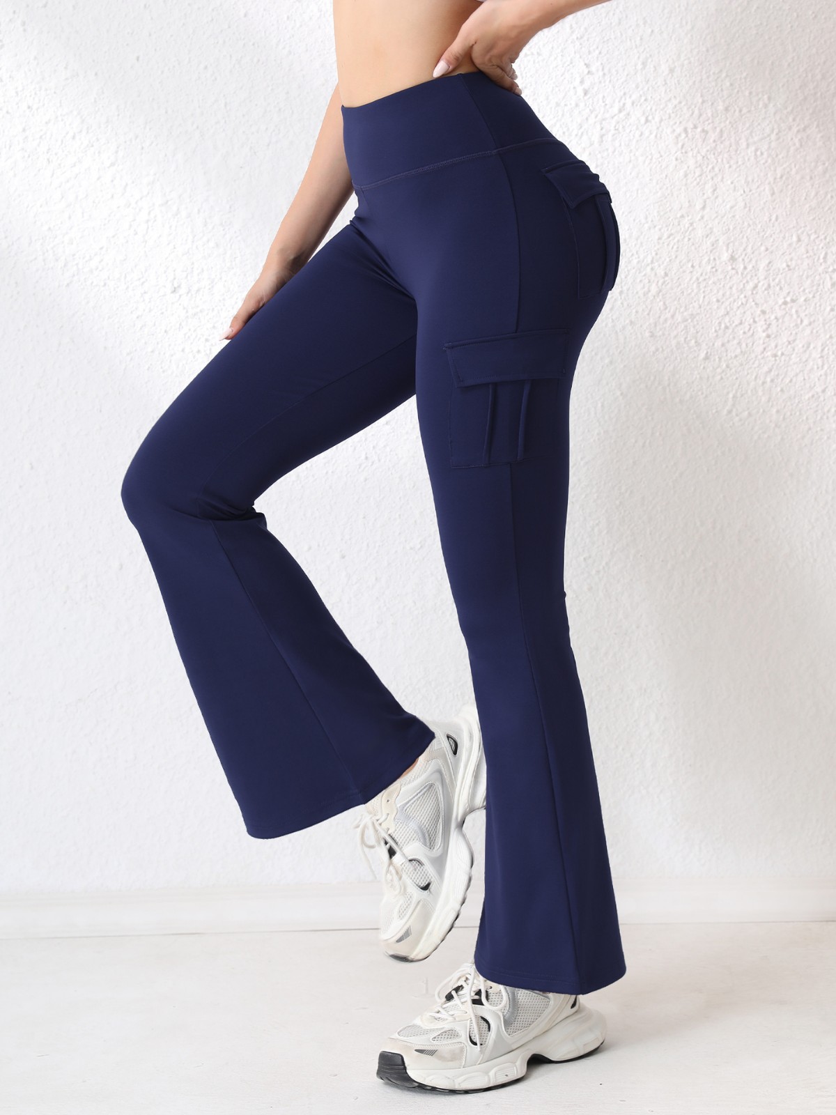 Womens High Waist Flare Leggings with Pockets - Image 5