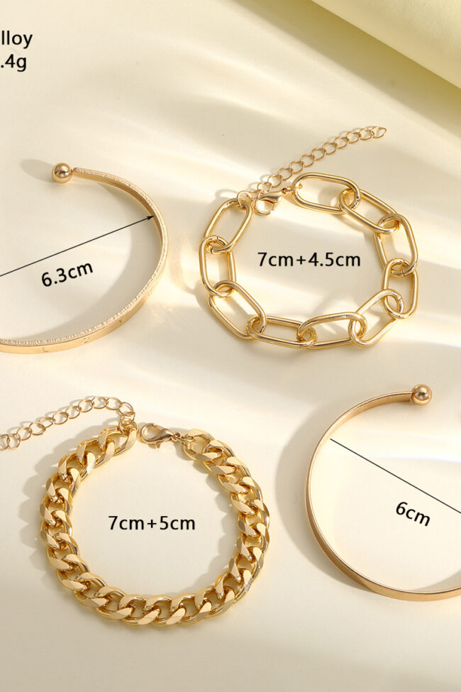 The Amelie Bohemian Geometric Love Chain Bracelet Set of 4 Light Luxury Electroplated Alloy Hand Ornaments Detail – La Rose Couture Jewellery & Accessories