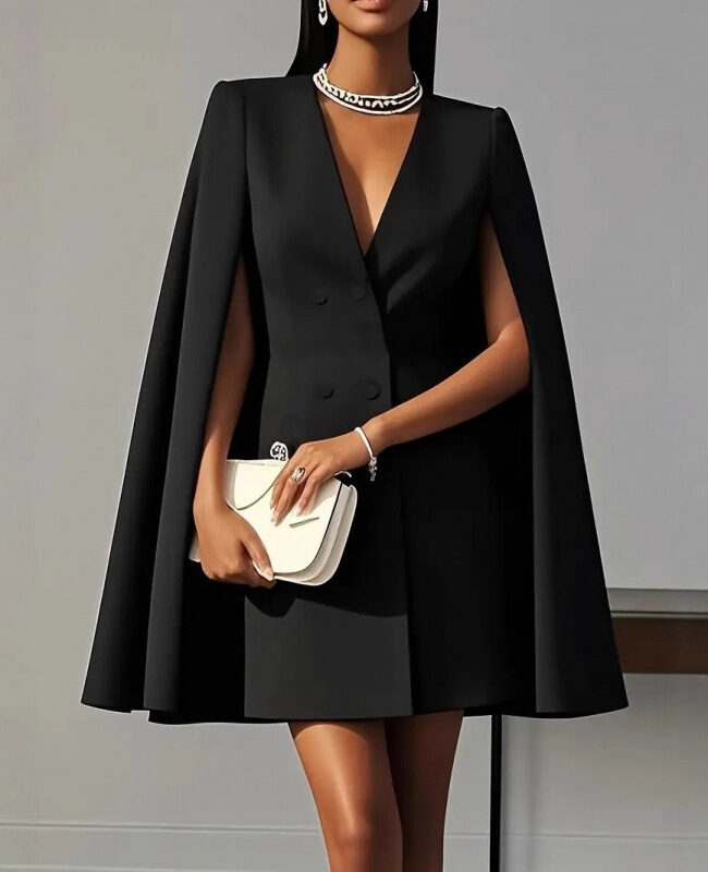 The Violette Double Breasted Shawl Cape Dress Detail – La Rose Couture Coats & Jackets