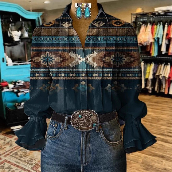 Women's Bell Sleeve 3D Print Shirt - Image 5
