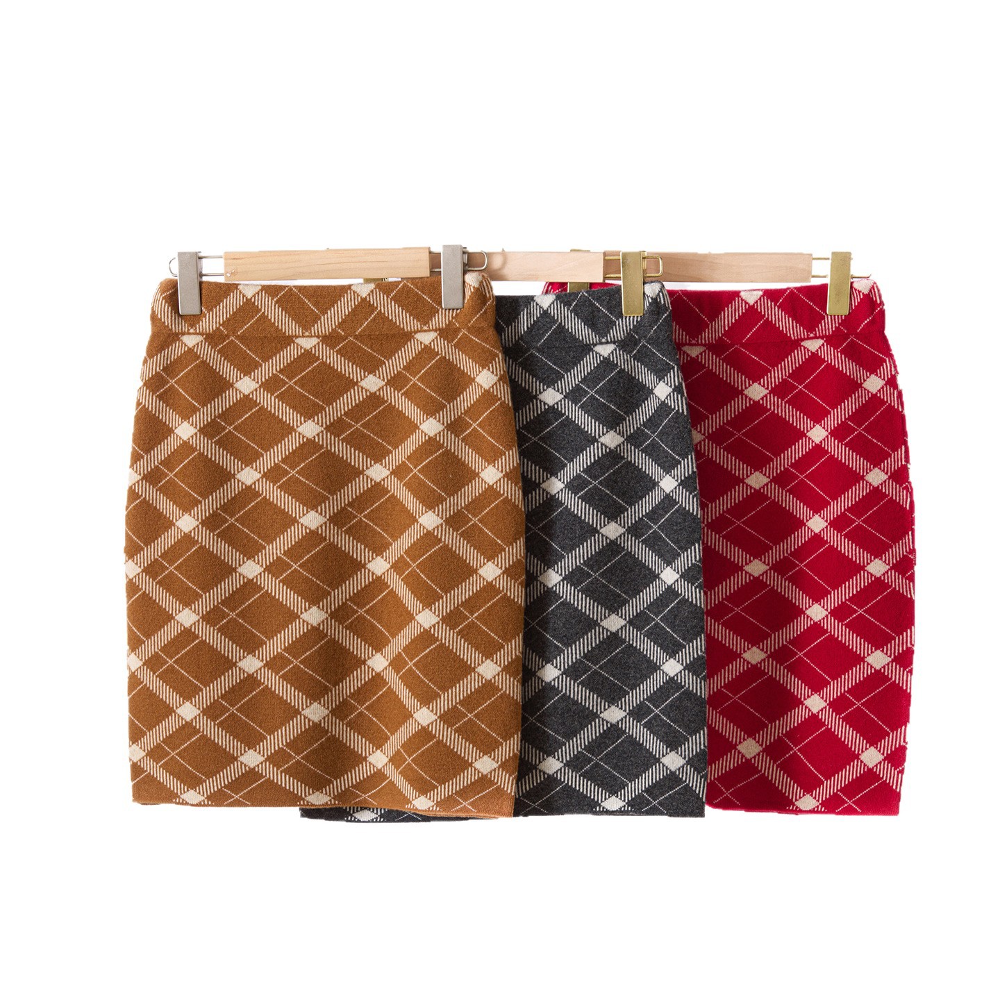 Pure Wool Knitted Plaid Skirt - Image 4