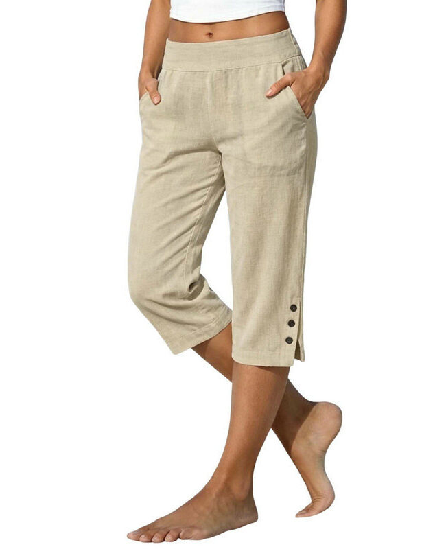 The Zephyrine Casual Loose Fit Cotton Linen Cropped Pants – La Rose Couture Trousers & Skirts
