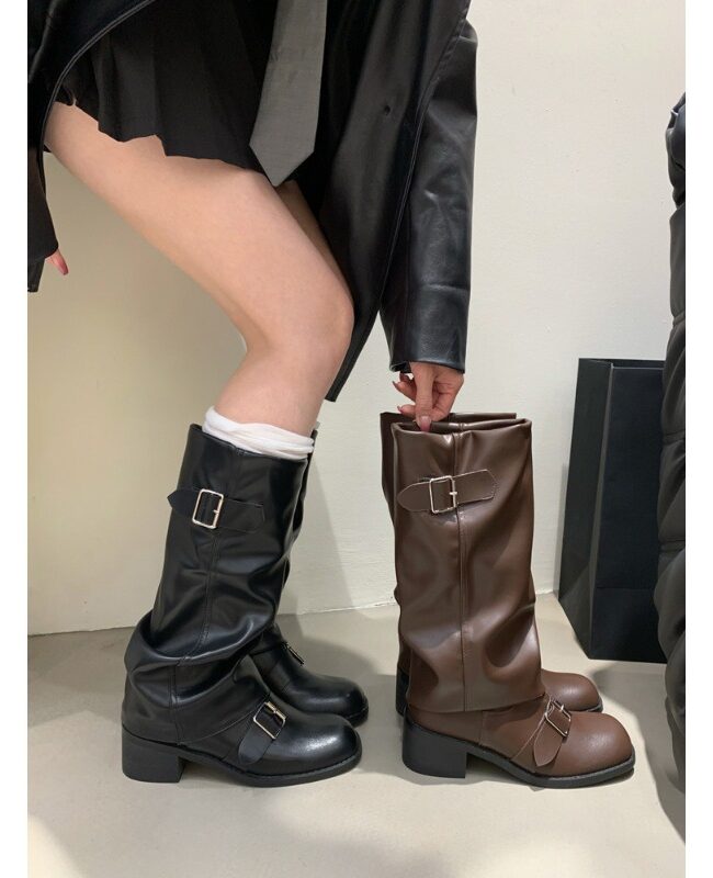 The Gisele Long Boots Thick Heel – La Rose Couture Shoes & Footwear