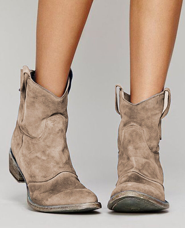 The Emmanuelle Comfortable Low Heeled Boots Detail – La Rose Couture Shoes & Footwear