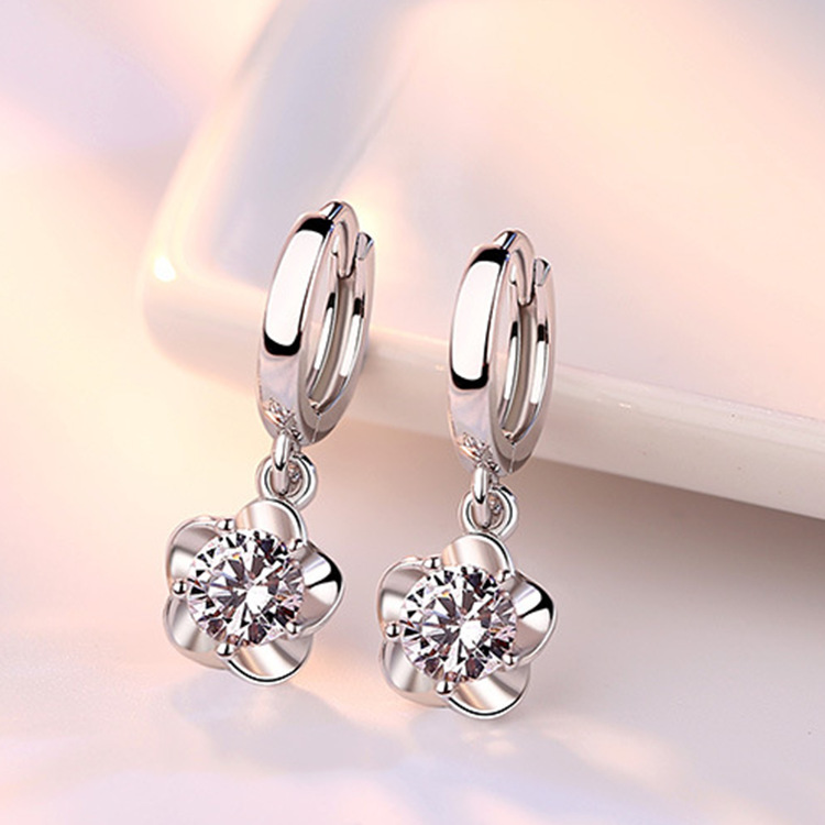 Elegant Zircon Plum Blossom Drop Earrings - Image 2