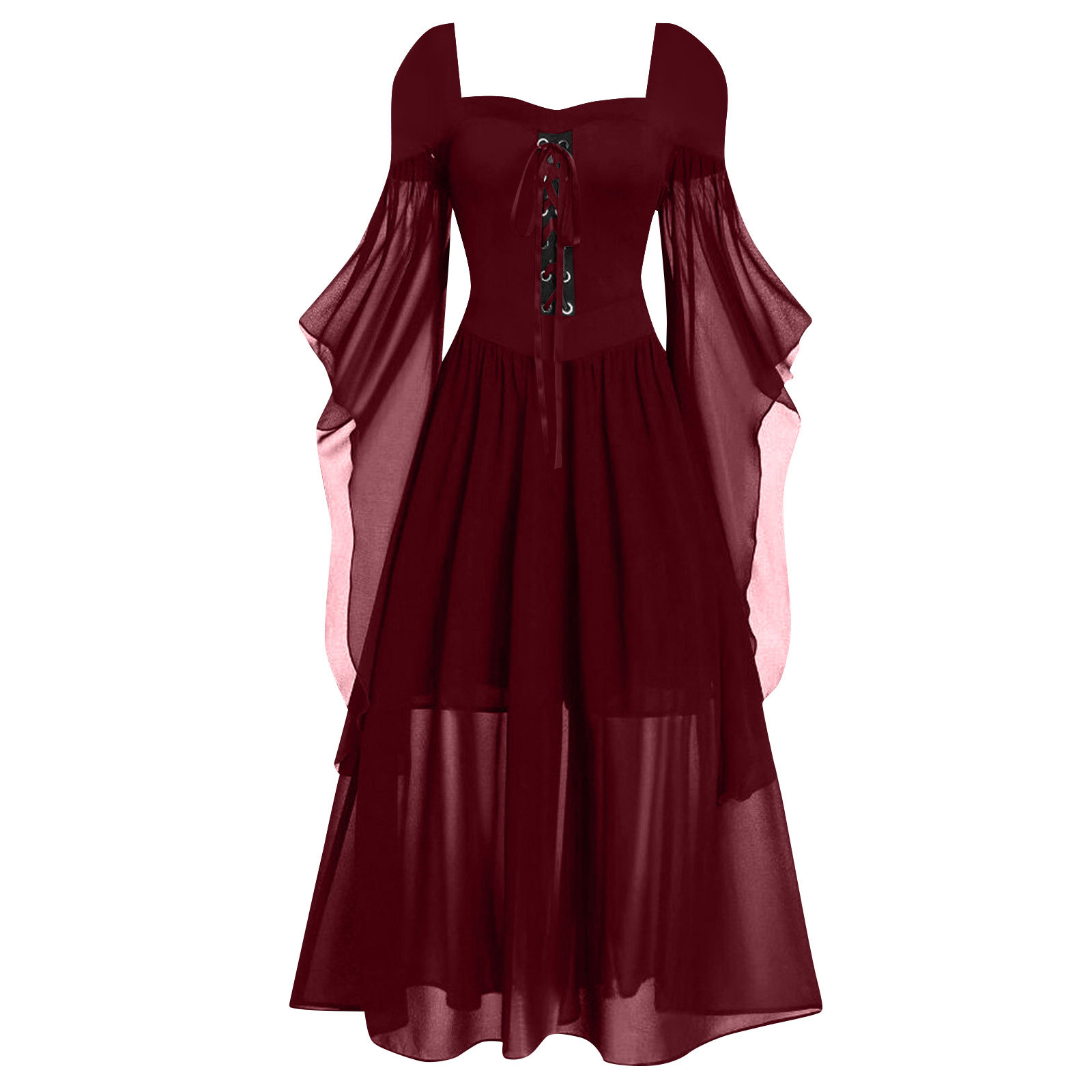 Witch Style Long Dress with Flare Sleeves - Image 4