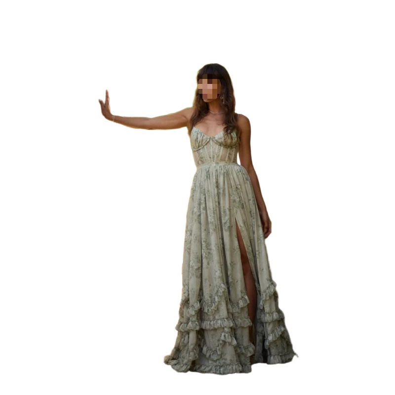 Floral Print Halter Neck Backless Dress - Image 5