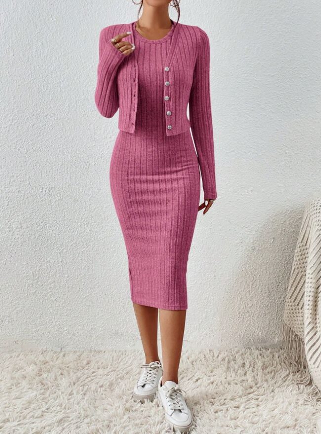 The Noemie Parisian Knitted Dress and Coat Set Detail – La Rose Couture Dresses & Gowns