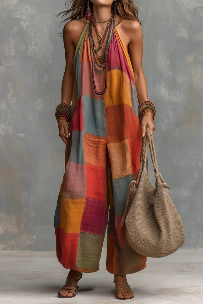 The Capucine Summer Casual Printed Plaid Jumpsuit – La Rose Couture Dresses & Gowns
