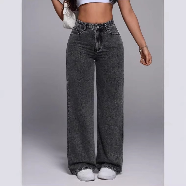 Women's High Waisted Retro Straight Leg Denim Pants - Image 2