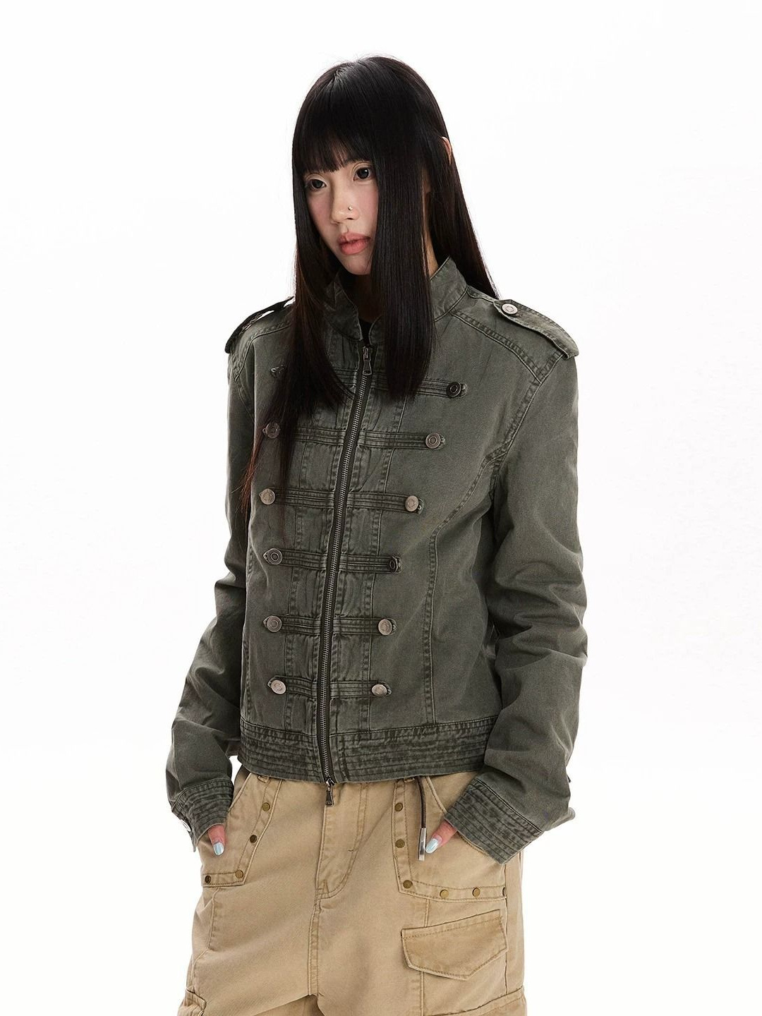 Vintage Palace Style Slim Fit Washed Denim Jacket for Women - Image 5