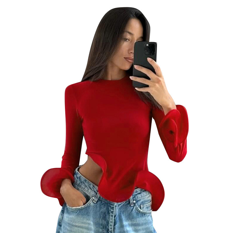 Womens Ruffled Long Sleeve Top - Image 5