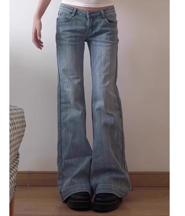 The Morgane Light Blue Flared Bootcut Jeans Low Waist Denim Pants Detail – La Rose Couture Trousers & Skirts