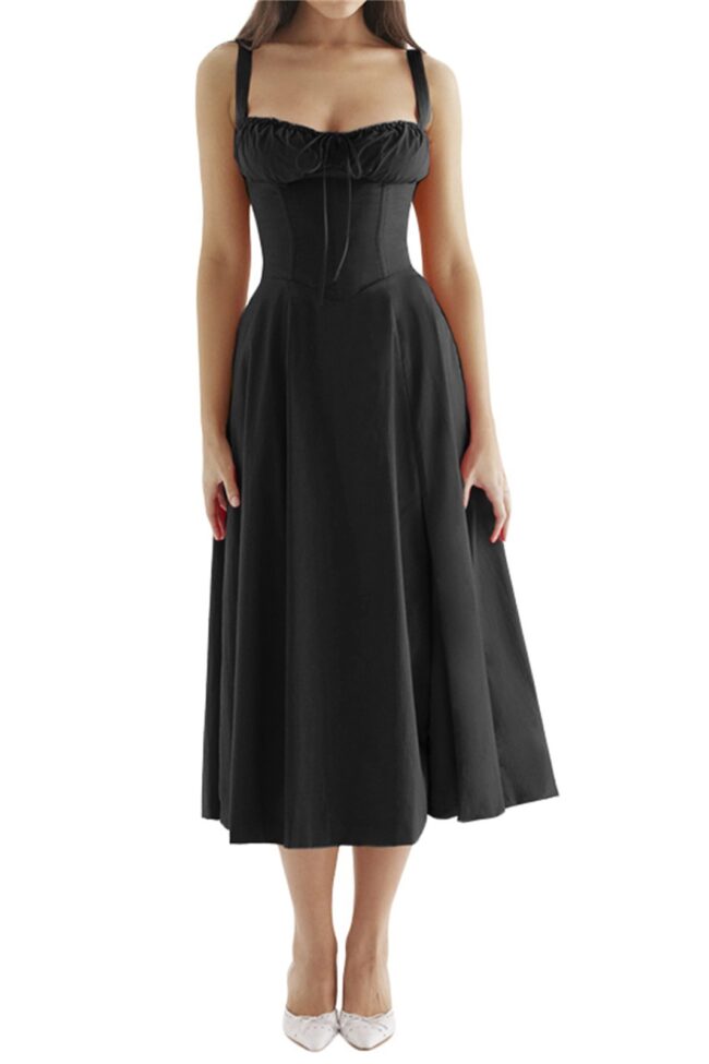 The Violette Strap Waist Sling Dress Detail – La Rose Couture Dresses & Gowns