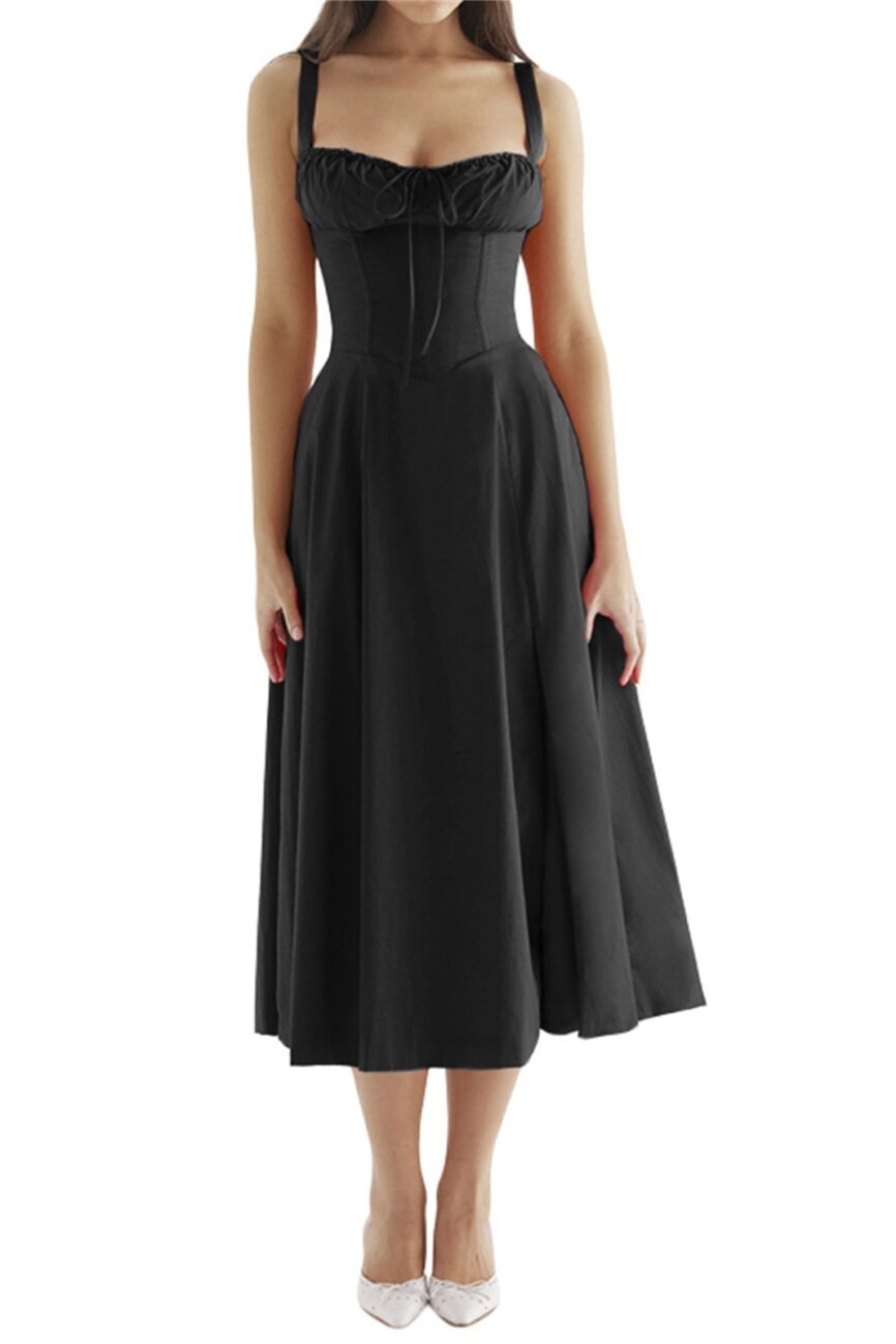 The Violette Strap Waist Sling Dress Detail – La Rose Couture Dresses & Gowns