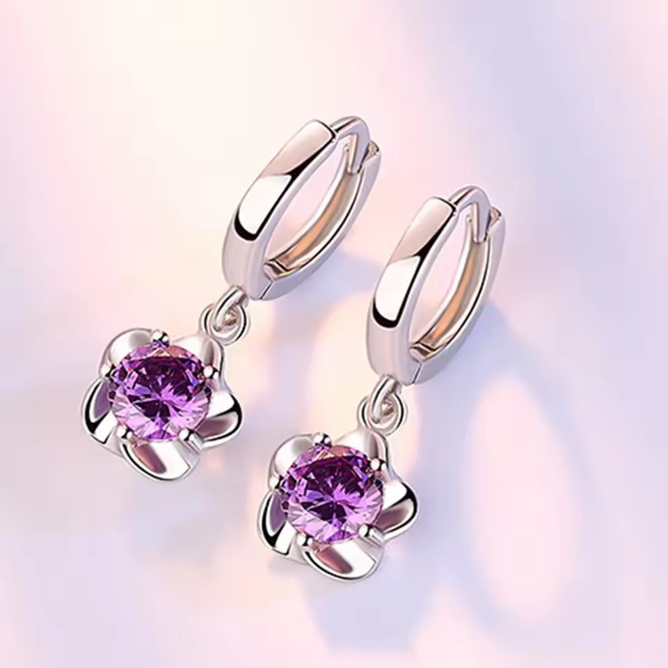 Elegant Zircon Plum Blossom Drop Earrings - Image 4