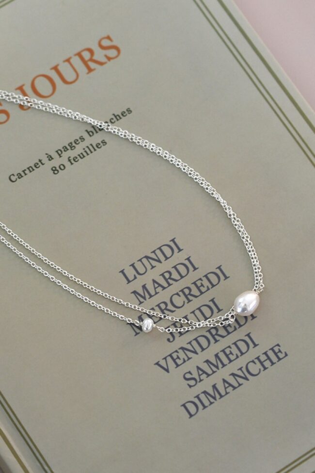 The Valerie Stainless Steel Double Layer Irregular Freshwater Pearl Clavicle Chain Necklace Detail – La Rose Couture Jewellery & Accessories