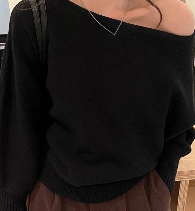 The Lucile Off Shoulder Knit Sweater Detail – La Rose Couture Tops & Blouses