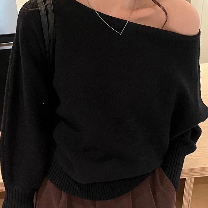 Womens Off-Shoulder Knit Sweater - Image 3