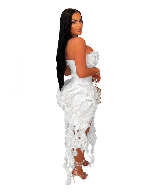 The Apolline Ruffled Dress Detail – La Rose Couture Dresses & Gowns