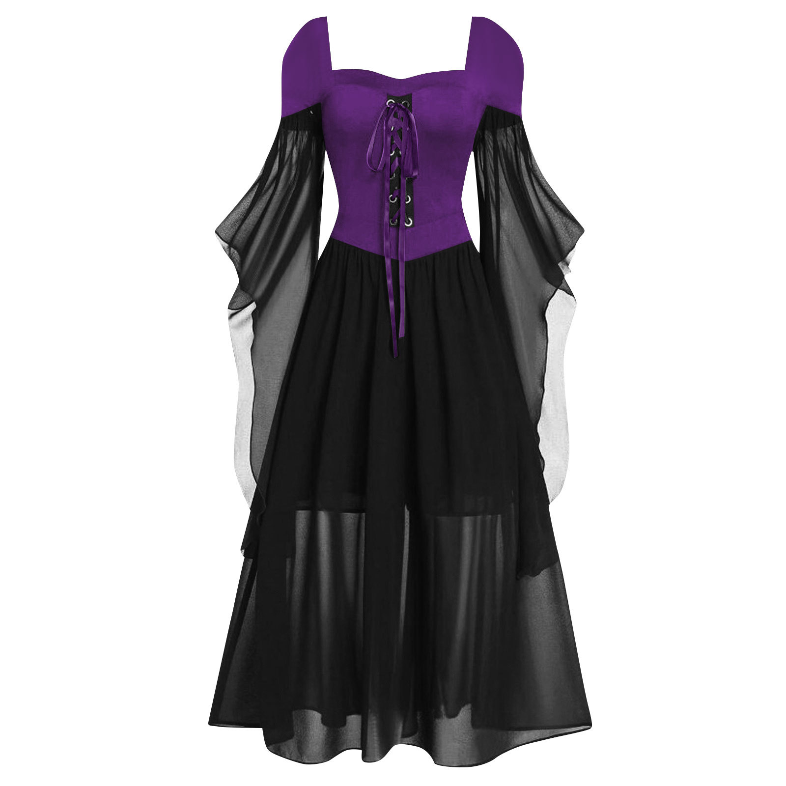 Witch Style Long Dress with Flare Sleeves - Image 5
