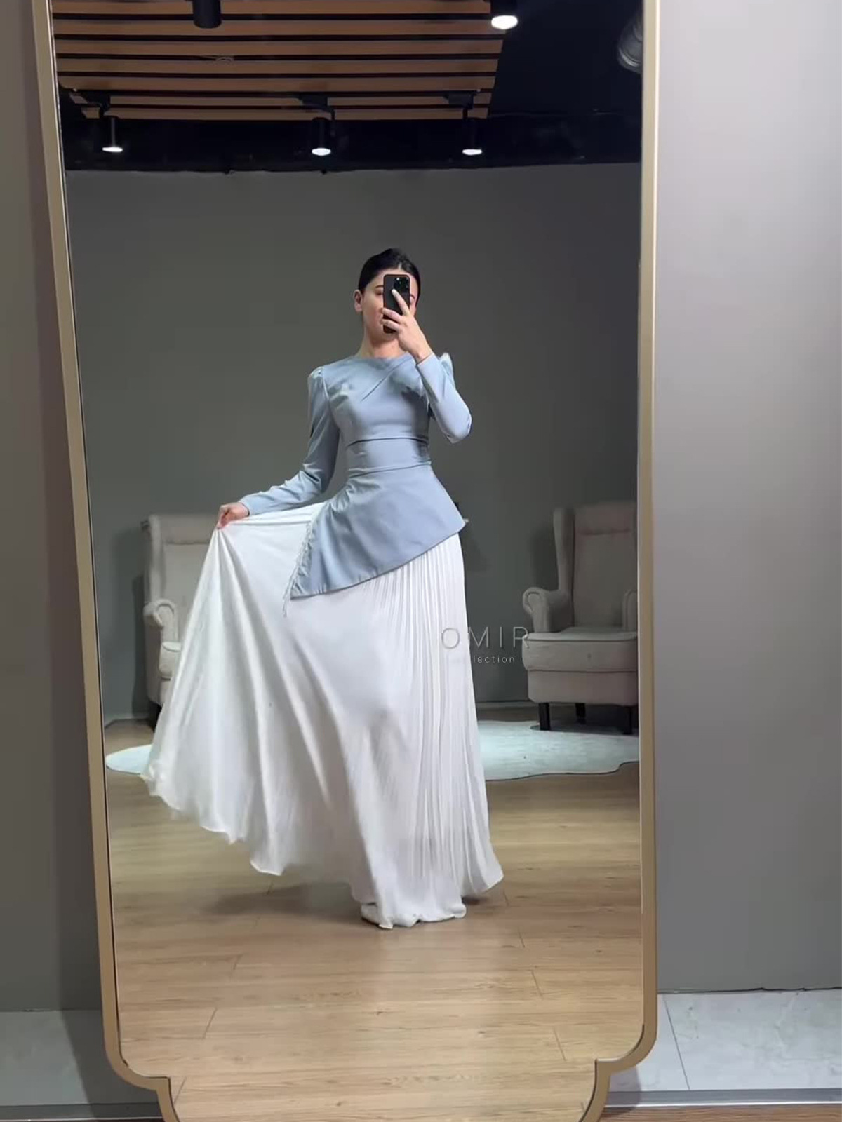 Elegant Long-Sleeve Color Block Two-Piece Dress for Women - Image 4