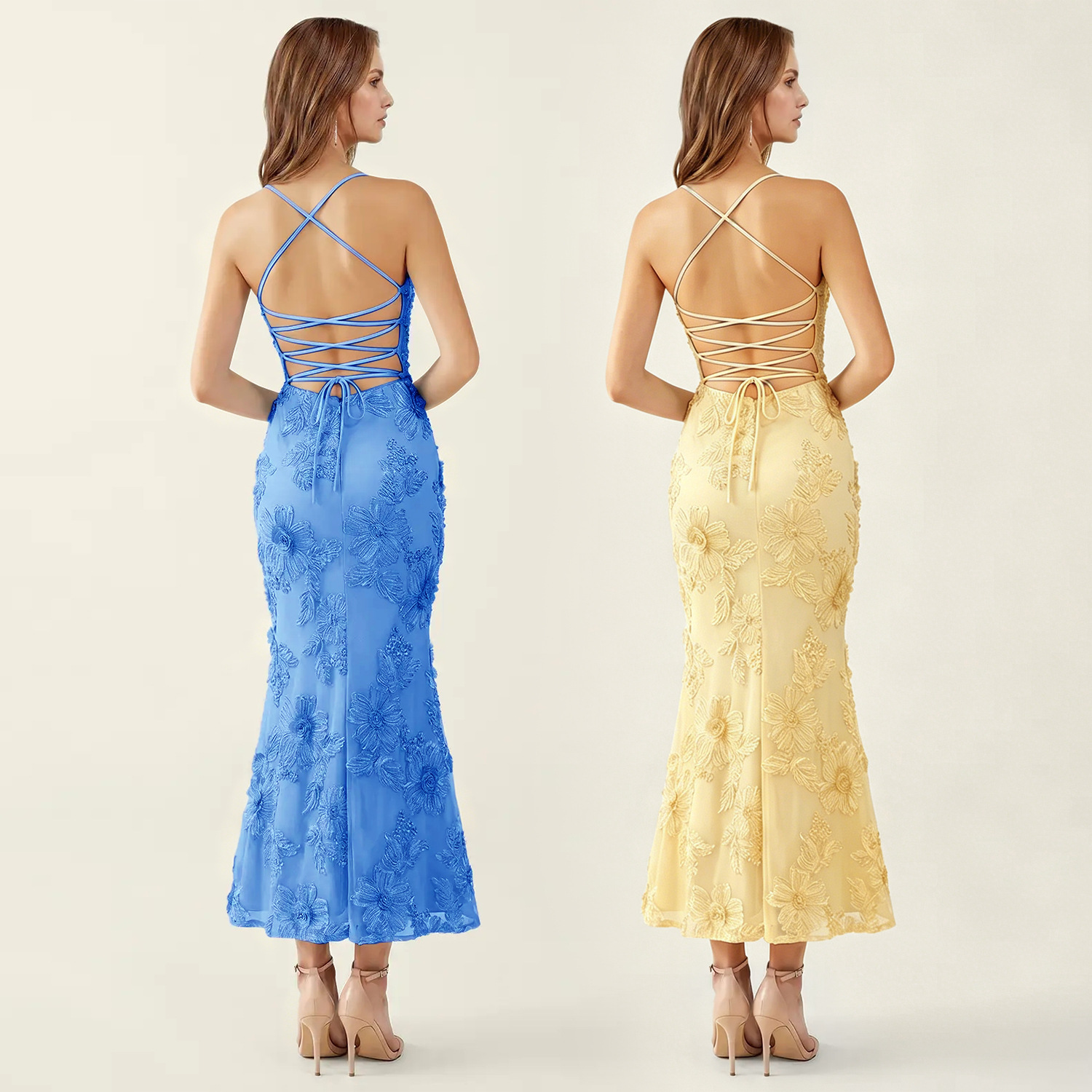 Womens French-Style Strapless Floral Dress - Image 4