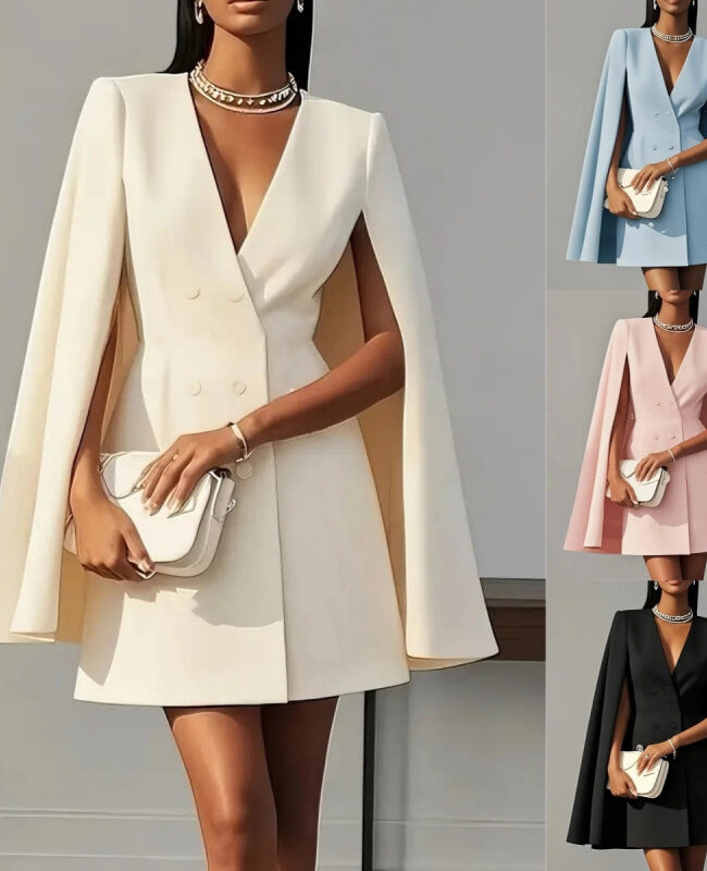 The Violette Double Breasted Shawl Cape Dress – La Rose Couture Coats & Jackets