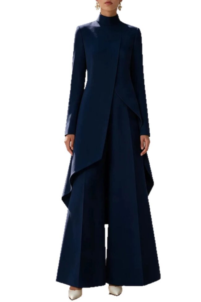 The Ophelie High Neck Wide Leg Pants Set Detail – La Rose Couture Trousers & Skirts