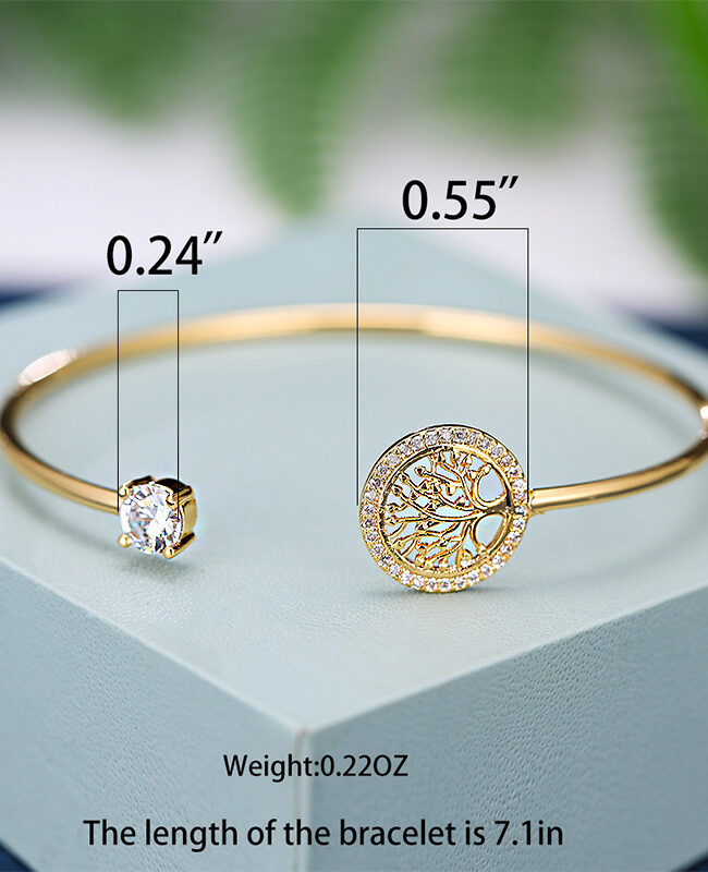The Nina Simple Gold Plated Tree of Life Zircon Bracelet Detail – La Rose Couture Jewellery & Accessories