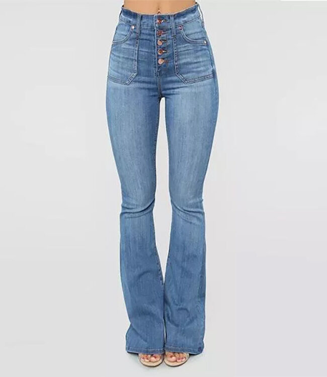 The Laure Washed Button Down High Waisted Denim Pants Detail – La Rose Couture Trousers & Skirts