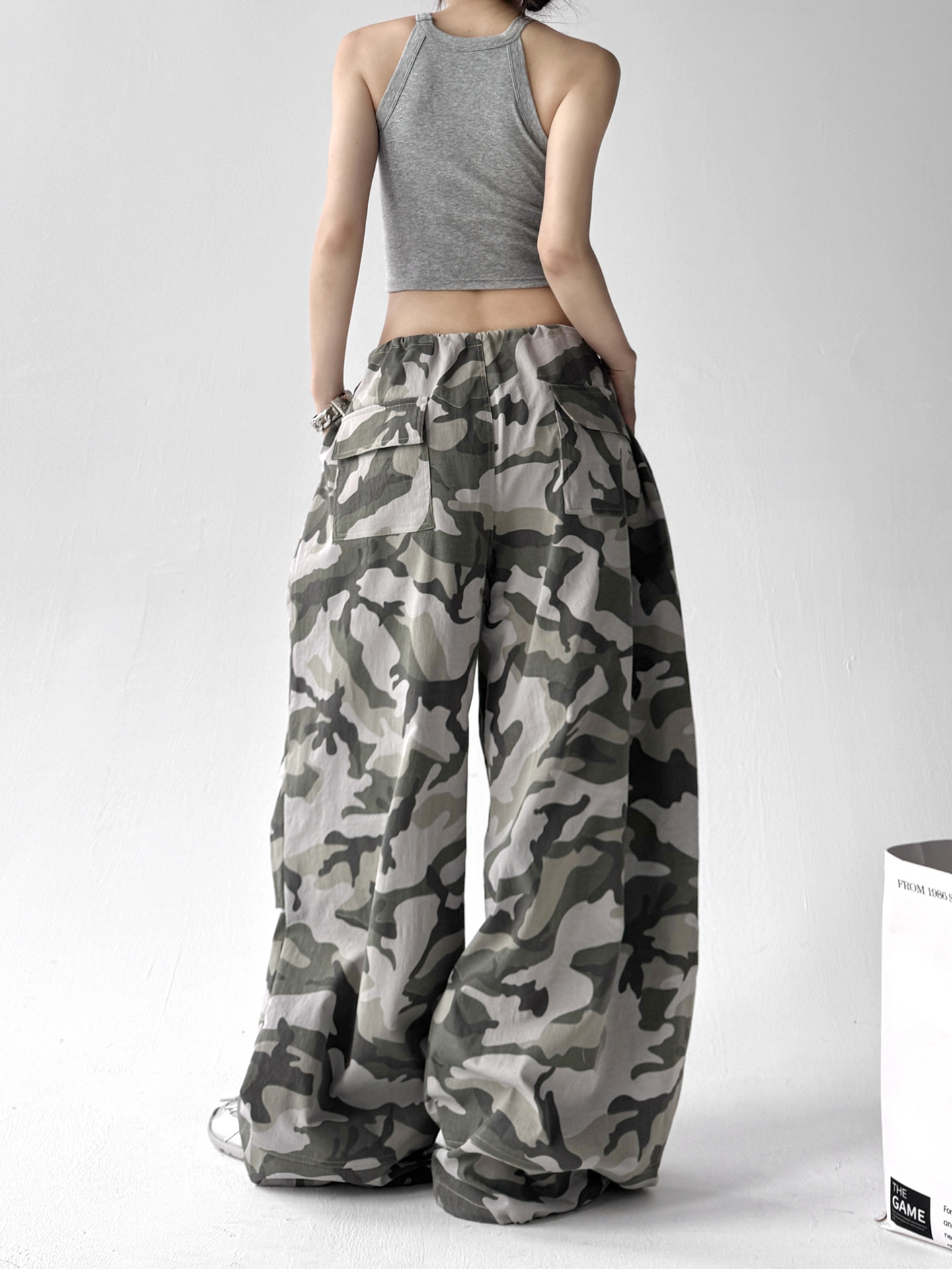 Retro Camouflage Wide Leg Casual Pants - Image 5