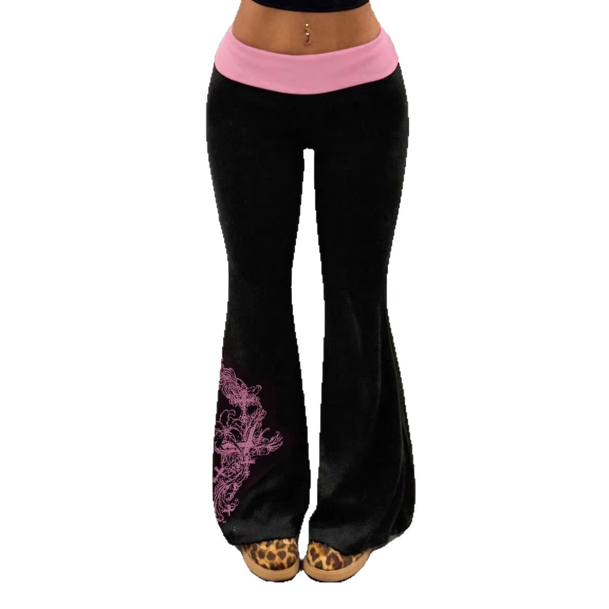 Floral-print drawstring bootcut pants - Image 5