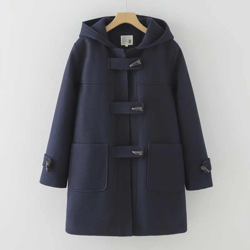 Women's Hooded Mid-Length Lapel Woolen Coat - Image 5
