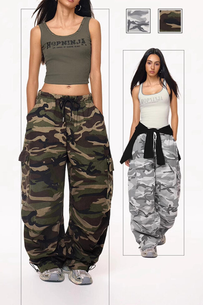 The Therese Camouflage Workwear Casual Pants – La Rose Couture Trousers & Skirts