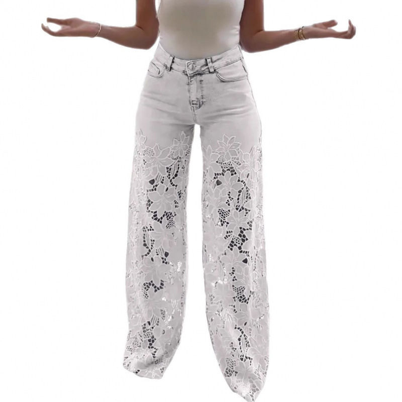 Women's High-Waist Wide-Leg Digital Print Drape Pants - Image 4