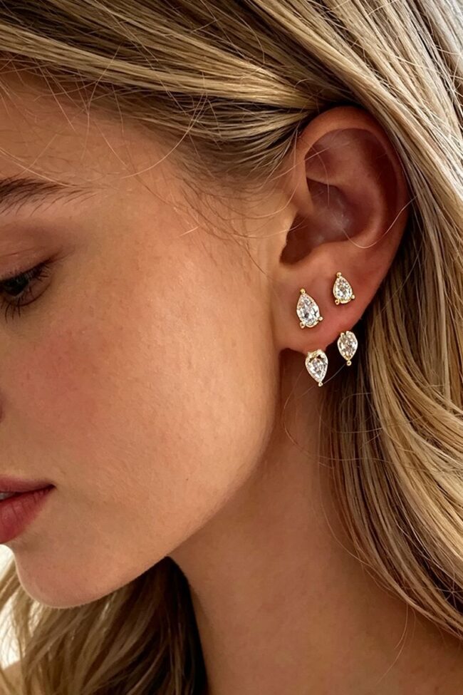 The Nadege Geometric Water Drop Zircon Earrings Detail – La Rose Couture Jewellery & Accessories