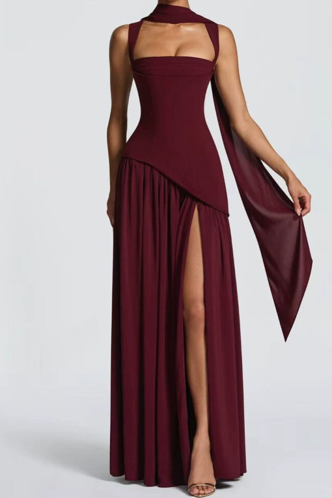 The Madeleine Irregular Hem Waist Cinching Straps Dress Detail – La Rose Couture Dresses & Gowns
