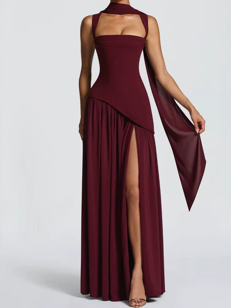 Irregular Hem Waist-Cinching Straps Dress - Image 3