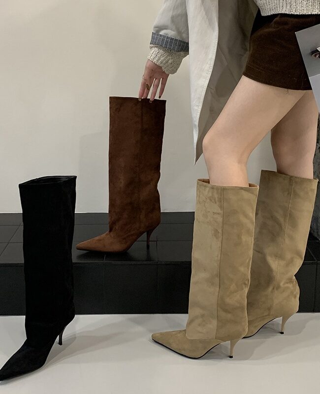 The Faustine Pointed Toe High Boots Heel Over the Knee – La Rose Couture Shoes & Footwear
