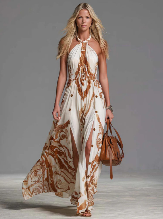 Bohemian OffShoulder Slit Long Dress - Image 2
