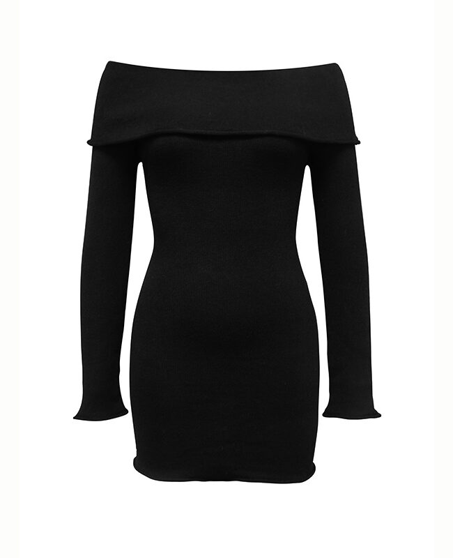 The Pascaline Striped Off Shoulder Knitted Dress Detail – La Rose Couture Dresses & Gowns