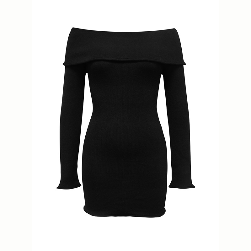 Striped Off-Shoulder Knitted Dress - Image 3
