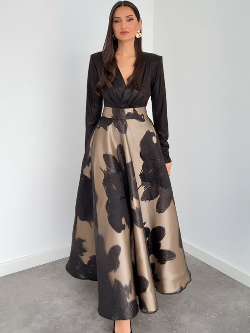 Printed stylish waist-cinching one-piece dress - Image 4