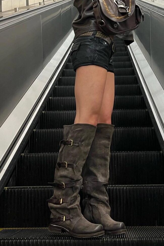 The Marine Vintage Belt Buckle Western Boots Detail – La Rose Couture Shoes & Footwear